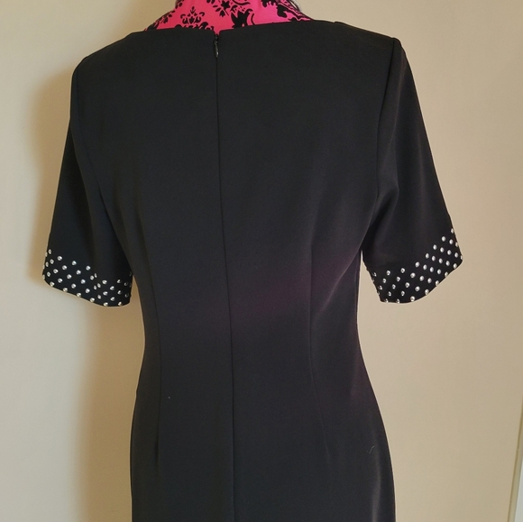 Karl Lagerfeld Paris Black Sheath Dress with Silver Cuff Studs - Picture 4 of 6